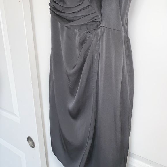 Grey One Shoulder Silk Dress - Picture 3 of 4
